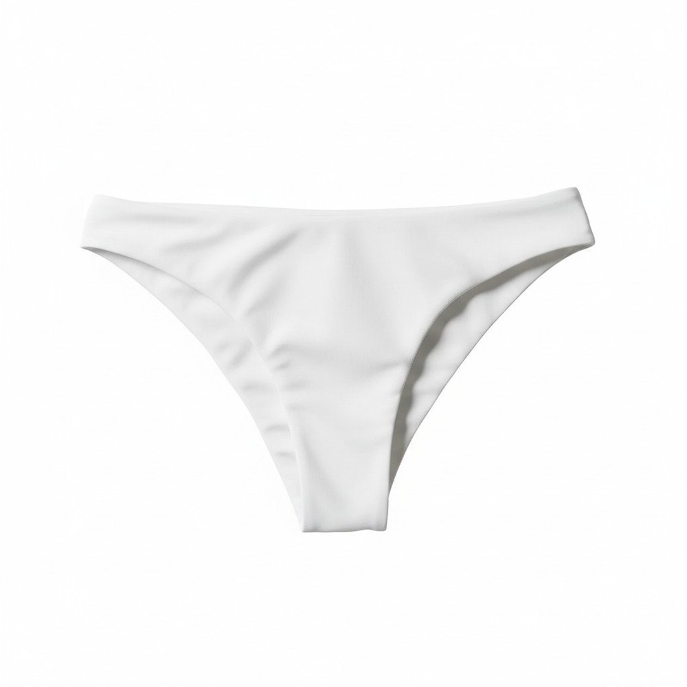 New Small‎ White Lined Bikini Swim Bottoms Booty Low Rise Cheeky Swimsuit